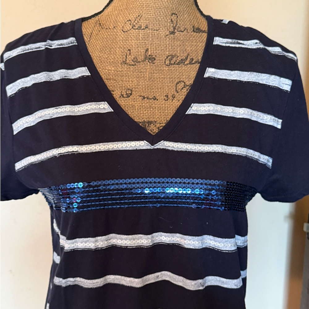 Navy and White Striped Women's Top by Tommy Hilfiger - Picture 3 of 5